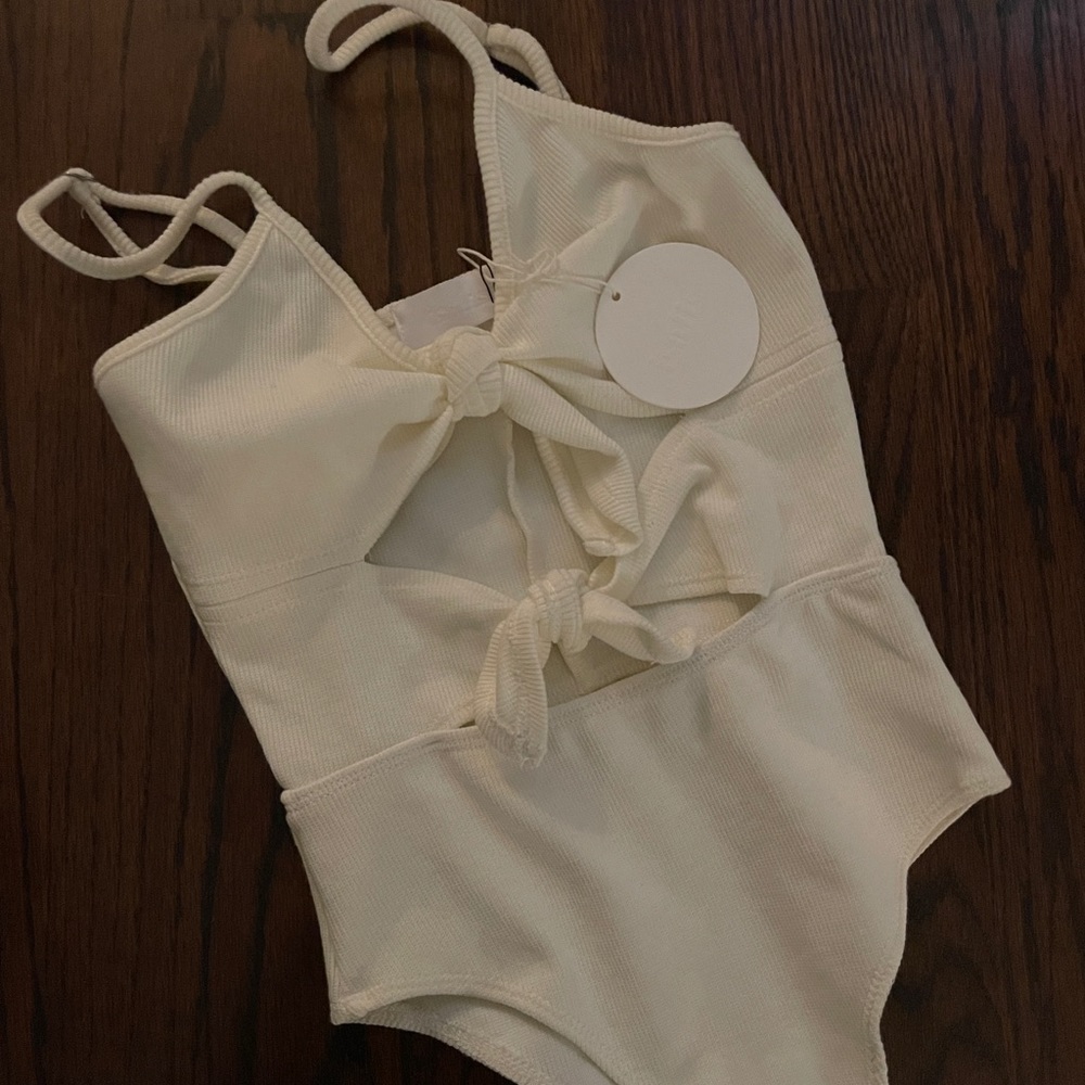 NWT White Isalis Bodysuit with ties